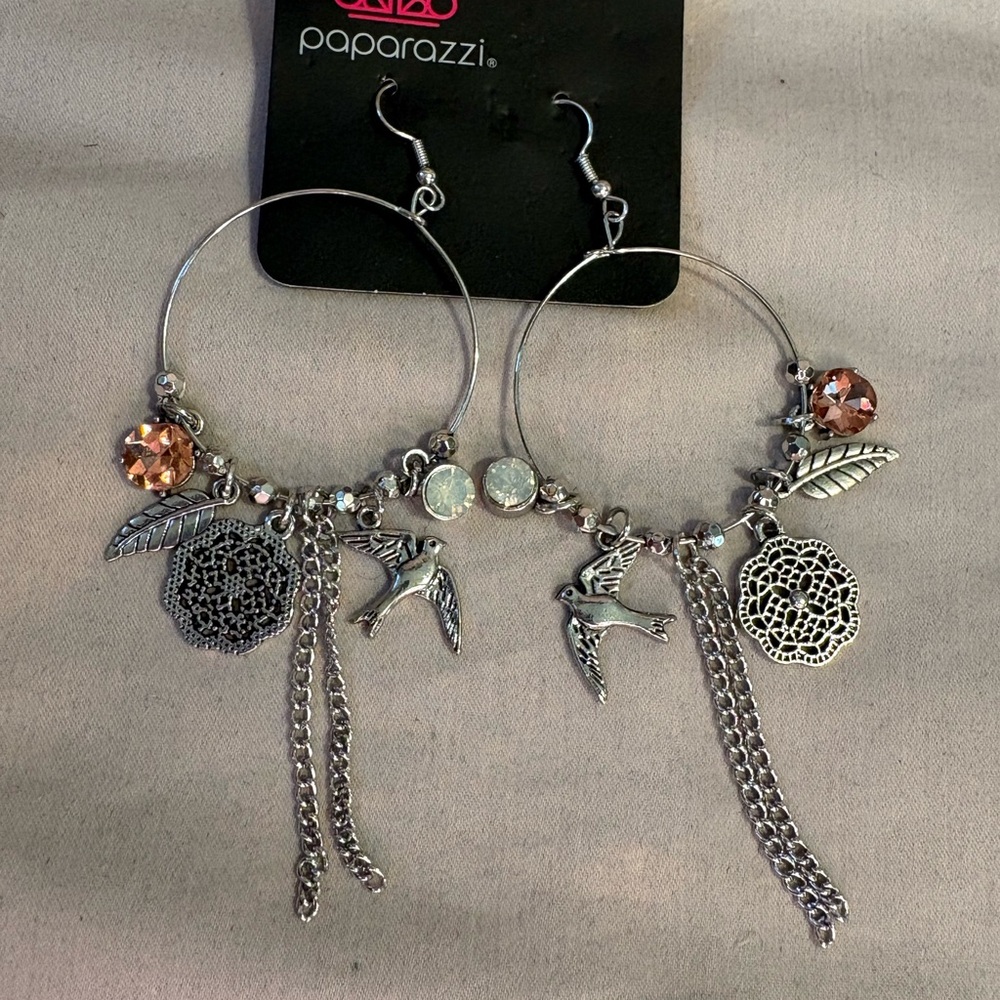 Paparazzi Silver and Gold Charm Hoop Earrings